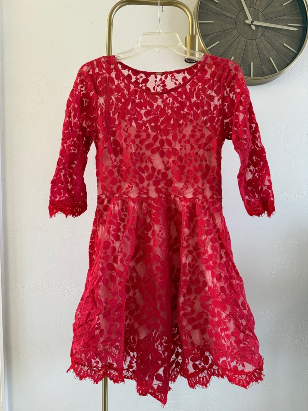 Free People Red Lace Dress Size 6 Small